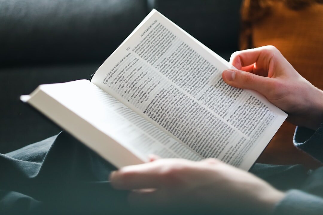 person reading transcript