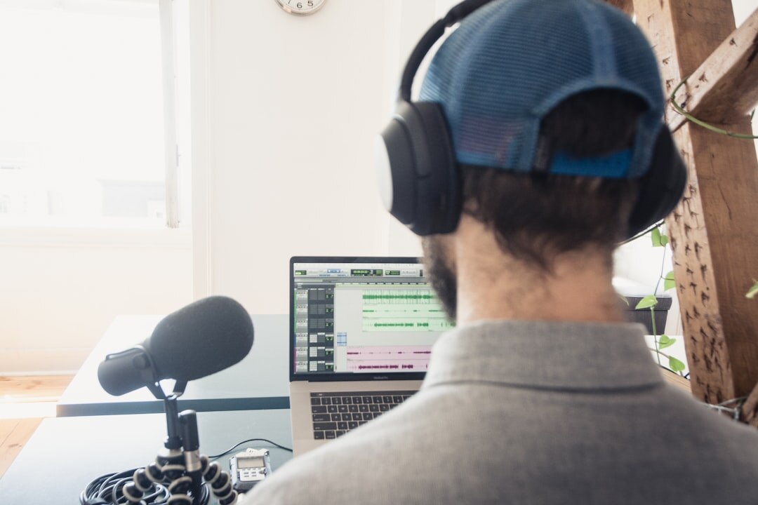 person listening to podcast